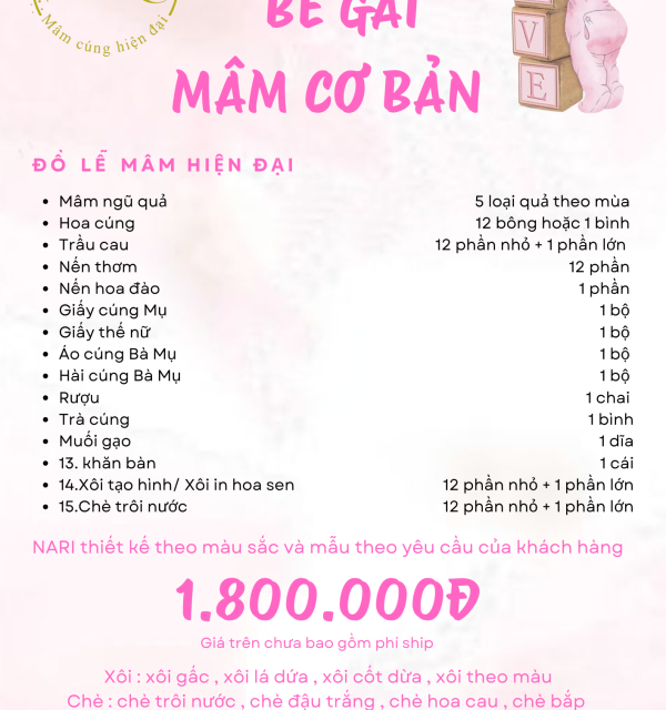 Mâm Cơ BẢn Bé Gái 1.800.000 đ 